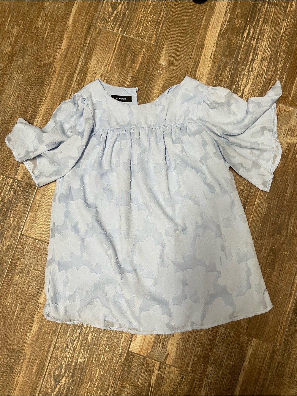 Light Blue Floral Jacquard Girls' Top